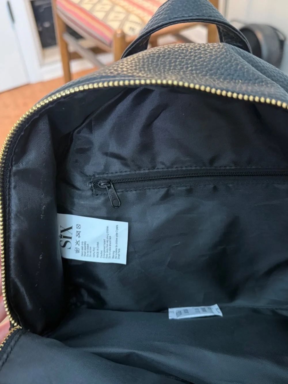 Six (from the play) mini black leather backpack NEW